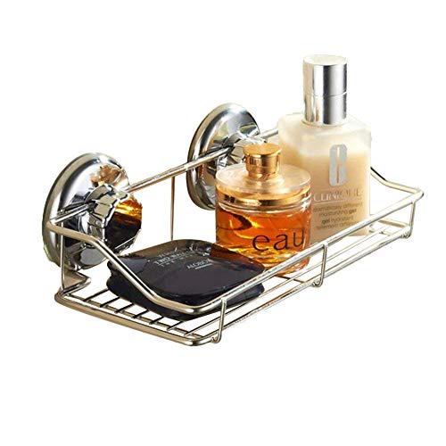 Super potente ventosa mensola da bagno in acciaio INOX, Homeyoo portaoggetti da doccia con super forti ventose a parete, supporto per cesta portaoggetti da cucina, 1 ripiano