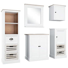 vidaXL Set Arredi da Bagno 5 pz Robusti Resistenti Stabili Eleganti Armadietti Specchio Mobile Pensile in Legno Massello Bianco