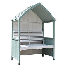 Panchina da giardino per esterno con tenda da sole, panchina da giardino in legno massello con braccioli e schienale, sedia da giardino doppia ombra per terrazza prato, adatta per giardino, prato