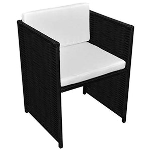 FAMIROSA Set da Bistrot 3 pz con Cuscini in Polyrattan Nero-2484