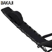BAKAJI Sedia gravità Zero Sdraio da Giardino Poltrona Relax Pieghevole Salvaspazio Tubolari Acciaio 22mm Reclinabile Tessuto in Oxford, Mare Spiaggia Piscina Arredo Esterno (Nero)
