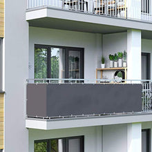 FANGJIE Tenda a Vela Rettangolare 0.95x10m HDPE Paravento Balcone Leggermente Trasparente per Campo Sportivo, Giardino, Balcone, Grigio Chiaro