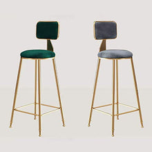 HXCD Sgabello Sedia da Bar, Gambe in Metallo Dorato, Sedile in Velluto Grigio, Sedia da Pranzo Imbottita, Cucina da Bar con Schienale, Peso 200 kg, Altezza Seduta 65/75 cm
