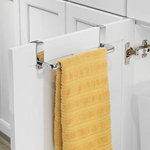 mDesign Set da 2 Porta asciugamani cucina – Porta strofinacci da appendere alle ante dei mobili – Appendi strofinacci senza forare muro per bagno o cucina – Argento