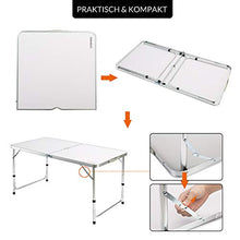 Casaria Tavolo da campeggio in alluminio altezza regolabile 120x60x70 richiudibile tavolino a valigetta maniglia di trasporto tavoli da picnic