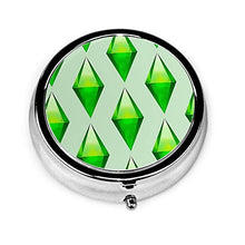The Sims Plumbob - Contenitore rotondo per pillole a 3 scomparti, in metallo, per medicina e vitamina