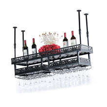Portabottiglie regolabile in altezza da appendere a doppio strato, in ferro battuto, per calici da vino, da bar, cucina, vino, vino, champagne, vino (dimensioni: 120 x 31 cm)