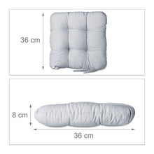 Relaxdays 10020805_111 Set 4 Cuscini per Sedia Imbottiti, Nastri, 40x40 cm, Casa e Giardino, Spessore 10 cm, Poliestere, Grigio