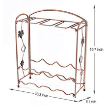 Porta Bottiglie di Vino da Terra, Portabottiglie Vino Pieghevole in Metallo per 4 O 8 Bottiglie E 8 Bicchieri da Vino per Decorazione Domestica Conservazione della Cucina Bar Cantina