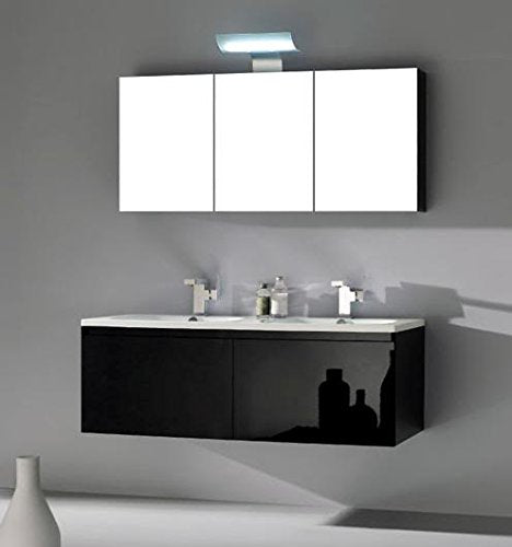 Bagno Italia Mobile Bagno 120cm sospeso lavabo in mineralmarmo moderno nero con specchio contenitore Mobili arredo I