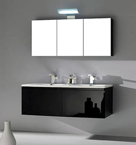 Bagno Italia Mobile Bagno 120cm sospeso lavabo in mineralmarmo moderno nero con specchio contenitore Mobili arredo I