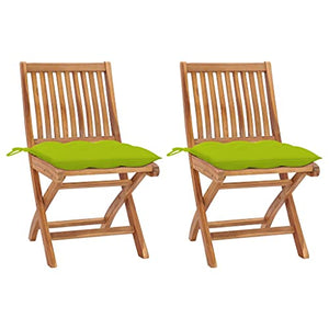 vidaXL Sedie Giardino 2 pz e Cuscini Verde Brillante Massello di Teak