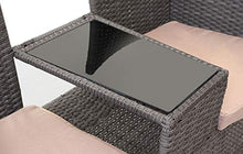 Mendler Divano Sofa per l'esterno Doppia Seduta con portavivande HWC-E24 polyrattan Grigio con Cuscini Avorio