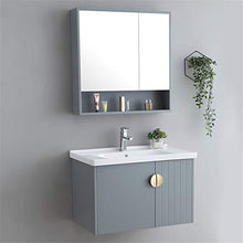 NgMik Cabinet Specchio Lavabo Simple Wood Bagno Bagno Combinazione Bagno Bagno Lavabo in Ceramica Bagno Bagno Bagno Bagno Mobile da Bagno Facile da Pulire (Color : Gray, Size : 48x81x53cm)