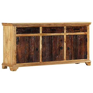 vidaXL Legno Massello di Mango Credenza Vintage con Cassetti e Vani Robusta Armadietto Laccato Basso Mobiletto con Traversine Madia Legno