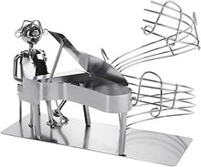 BRUBAKER Portabottiglia da Vino dal Raffinato Design Pianista con Pianoforte - Portabottiglie per Vino in Metallo con Biglietto di Auguri