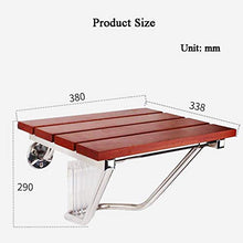 Sgabello da Parete Rosso Scuro, Sgabello per Doccia con Legno Anticorrosivo E Acciaio Inossidabile Sus304, Carico Massimo 250 kg, 38 × 33,8 × 29 Cm