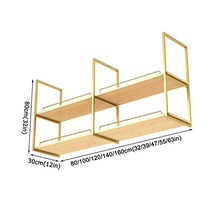 Scaffale Decorativo per Soffitto in Ferro Stile Europeo da Appendere Scaffale da Soffitto in Legno Massello da Appendere ， Ripiani per Bar/Ristoranti/Cucine ， Oro/Nero