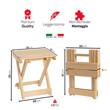 GIURIC Sgabello in Legno Pieghevole Ultraleggero Salvaspazio 2a Rev. Made in Italy Utile per Esterno ed Interno, Campeggio e Giardino. Robusto Come Sedia o Tavolino. Richiudibile Ergonomico