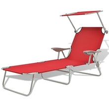 Lechnical Lettino,Lettino,Sdraio reclinabile con Parasole,Schienale Pieghevole e Regolabile, Leggero, lettini da Sole con tettuccio per Struttura in Acciaio da Giardino, Rosso