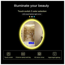 AYYEBO 500 X 700 mm Ovale Illuminato LED Specchio da Bagno, Schermo di Tocco Demister Bluetooth Multifunzione Specchi da Parete (Color : Warm Light, Size : 500X700MM)