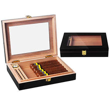WAWAYU Portasigari, Cigar Box Legno di Cedro di Sicurezza Mini Portatile Cigar Humidor Pianoforte lacca con Finestra di visualizzazione Sigaro Casella di visualizzazione (Size : A)