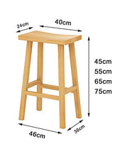 MYAOU Sgabelli da Bar in Legno massello Seduta Quadrata Sedie da Pranzo da Cucina con Gambe in Legno e poggiapiedi Sgabello da bancone Casual ergonomico