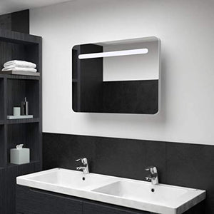 Tidyard Armadietto Bagno con Specchio e LED 80x11x55 cm