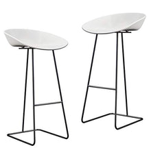 Set di 2Sgabelli da Bar Moderni Sedia Alta Cucina con Schienale di Ecopelle Gambe di Ferro Sgabelli Contemporanea Ferro Schienale Sedia Alta Sgabello Adatto Cucina Sedia d(Color:Bianco nero,Size:70cm)