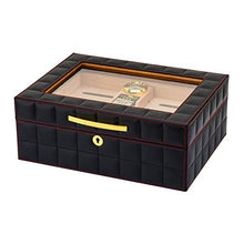 DZSF Legno di Cedro Cigar Humidor, casa portasigari in Pelle con Il Sigaro umidificatore, Doppio Strato Legno di Cedro Cigar Humidor,Nero