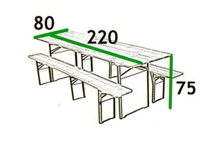 SET BIRRERIA TAVOLO + 2 PANCHE A 3 GAMBE CM. 220X80-46641