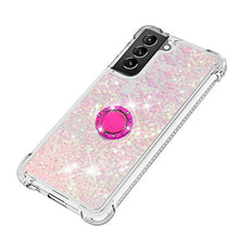 Custodia protettiva in silicone TPU con anello di diamante per Samsung Galaxy S21 + 5G/S21 Plus 5G (stelle rosa fluorescente)