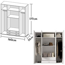 BASE Armadio senza tempo in bianco - Armadio versatile con ante a cerniera e molto spazio - 160 x 177 x 52 cm