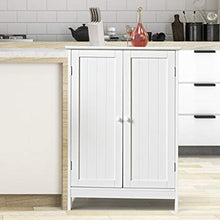 GOPLUS Mobiletto per Bagno con Due Ante Armadietto in Legno Bianco 87x60x35 cm