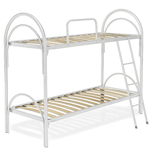 Dormidoro Letto a Castello Bianco Reti 80x190 a Doghe in Legno Faggio | Sponda Anticaduta e Scala | Scomponibile in 2 Letti Singoli | Piedini in Gomma AntiGraffio | Made in Italy