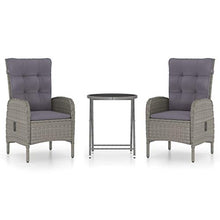 SKM Set da Bistrot da Giardino 3 pz in Polyrattan e Vetro Grigio (34.5kg)