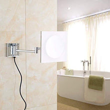 OMLTER LED Specchio Trucco Wall Mount, 10x Ingrandimento Pieghevole Unico Lato Bellezza Specchio con Luci, 8" Specchio Parete per Hotel Bagno, Acrilico Telaio