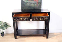 Yajutang - Console con 2 cassetti in legno massiccio, colore: Nero