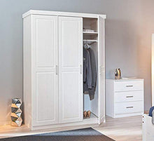 InHouse srls Magnus Armadio 3 Ante con Ripiani. Dim.140X55X190H Pino Massello Verniciato Ad Acqua Bianco. Articolo in Kit.