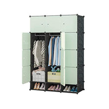 WCY Armadio Portatile per Appendere Vestiti Combinazione Armoire Ideale stoccaggio Organizzatore dell'organizzatore Cubo (Verde) Guardaroba Combinato (Dimensione: 111x47x165cm) yqaae