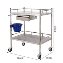 YIN YIN Carrello per ripiani Carrello - Doppia clinica del salone di bellezza a quattro ruote del veicolo medico della medicina del cambiamento del carrello medico dell'acciaio inossidabile Carrello a