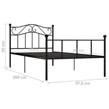 BIGTO - Struttura per letto in metallo e acciaio, per camera da letto, stile nero, 90 x 200 cm