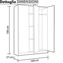 Piushopping Armadio Multiuso Salvaspazio 3 Ante, in Legno Bianco, Portascope, 5 Ripiani - 108x37x180h
