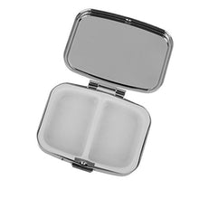 Wonque - Contenitore per pillole in metallo, portatile, con specchio interno, motivo casuale, 1 pezzo