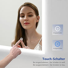 Meykoers Specchio Bagno LED 80 x 60 cm con Interruttore tattile + Anti-appannamento + Bluetooth + Orologio Digitale, bianco freddo 6500K