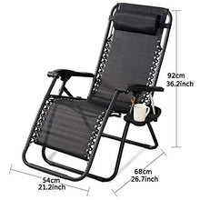 Blackning Sedia Sdraio Pieghevole Chaise Longue, Sedia Sdraio Pieghevole con portabicchieri Zero Gravityner per Esterno, Campeggio, Patio, Prato