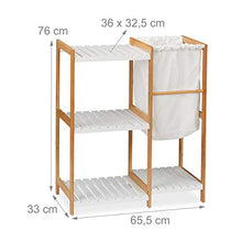 Relaxdays Scaffale Bagno Cesto Portabiancheria, Autoportante, Mobiletto Bambù & Legno MDF, 76x65,5x33 cm,naturale/bianco