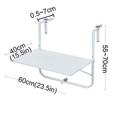 Ldfzq Tavolino Sospeso da Balcone, Tavolo Pieghevole da Giardino da Patio, Tavolo da Parete Nero Regolabile, Scrivania in Ferro Battuto 60 * 40 Cm Adatta per Ringhiera da 0,5~7 CM