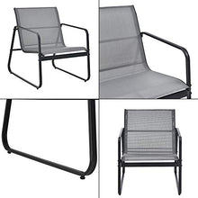 [en.casa] Set di Mobili da Giardino Arredo Esterno Set Composto di 1 Divano a 2 Posti + 2 Sedie con Braccioli + 1 Tavolino Basso con Piano in Vetro - Grigio Chiaro/Nero