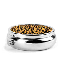 Contenitore rotondo per pillole con stampa leopardo a 3 scomparti, in metallo, per medicina e vitamine, per viaggi all'aperto